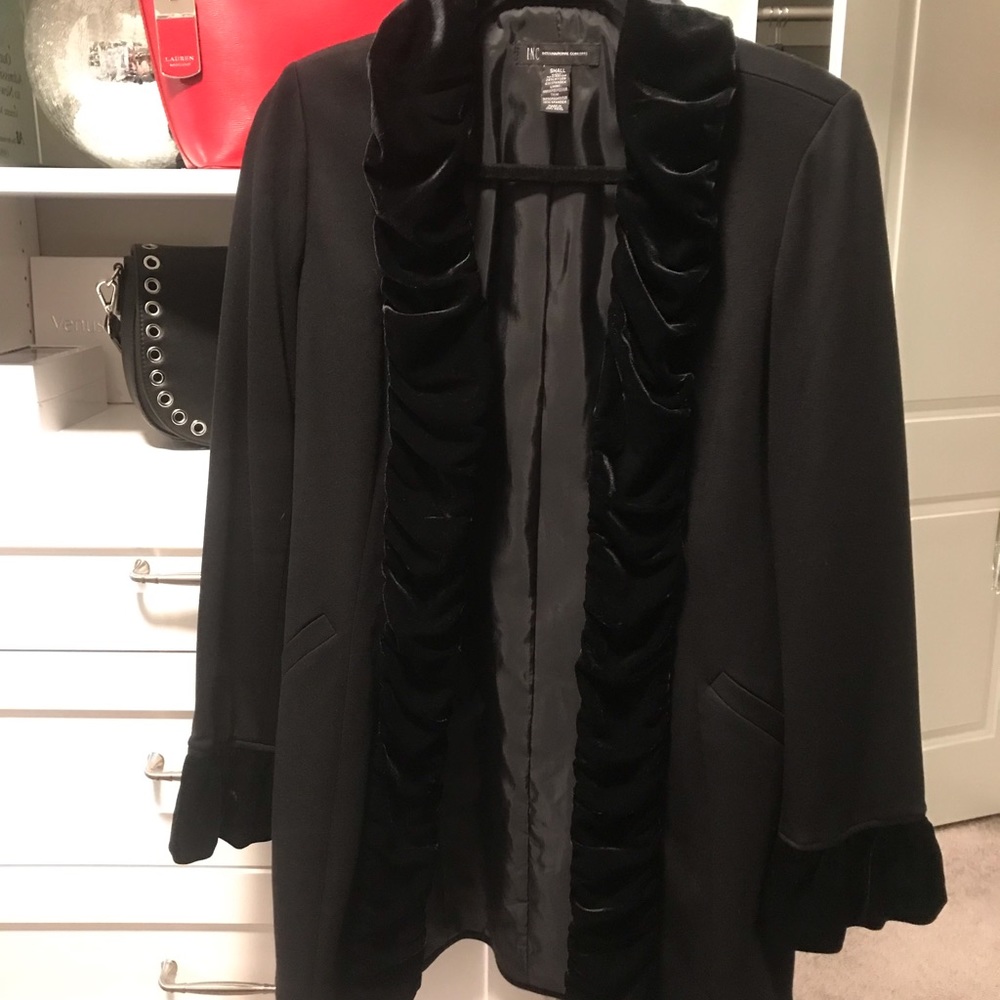 INC ladies coat blazer Black with velvet trim